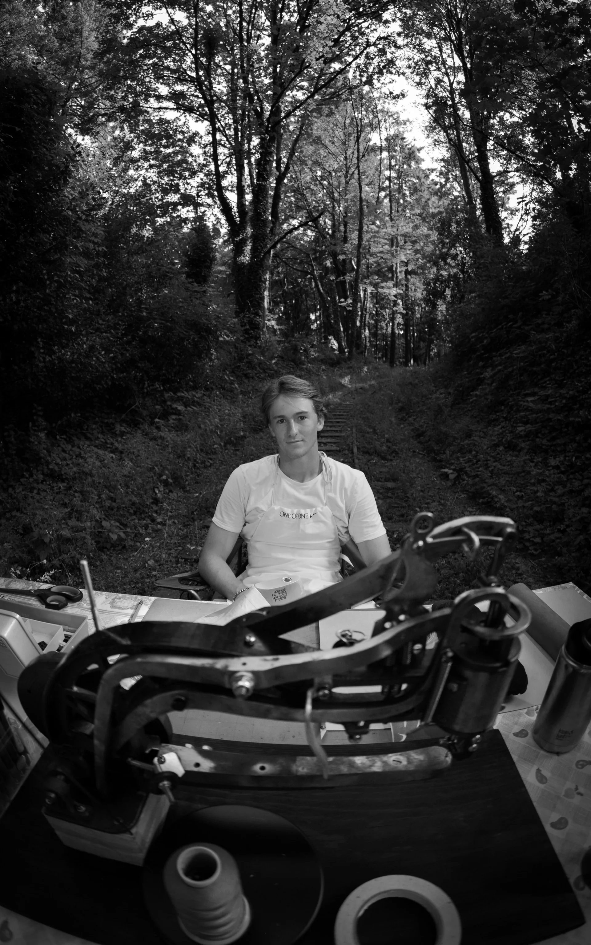 Owen Hardy Making Shoes in the Woods